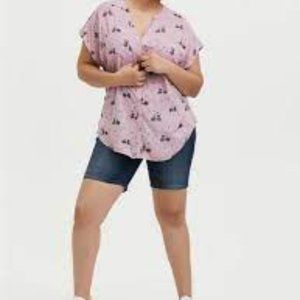 NWT‎ Torrid Size 1 (14-16) Bicycle Print Challis Dolman Sleeve Blouse
